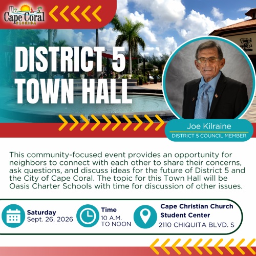 Flyer for Councilmember Kilraine Town Hall on September 26 from 10am to noon at the Cape Christian Church Student Center